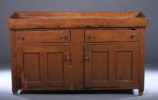 Appraisal: EARLY PAINTED PINE DRY SINK th century probably American with