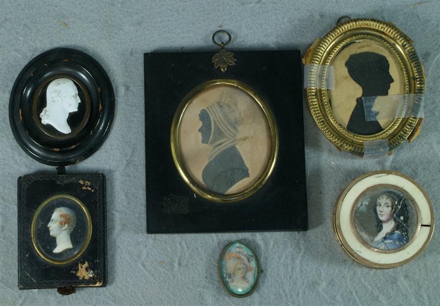 Appraisal: assorted miniature portraits silhouettes relief bust all with condition issues