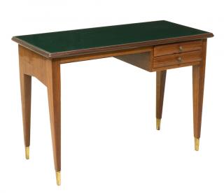 Appraisal: A MID-CENTURY MODERN ROSEWOOD WRITING TABLE WITH GREEN GLASS TOPCirca