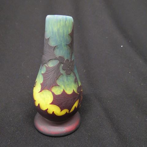 Appraisal: Richard French Cameo Art Glass Vase berry floral on mottled