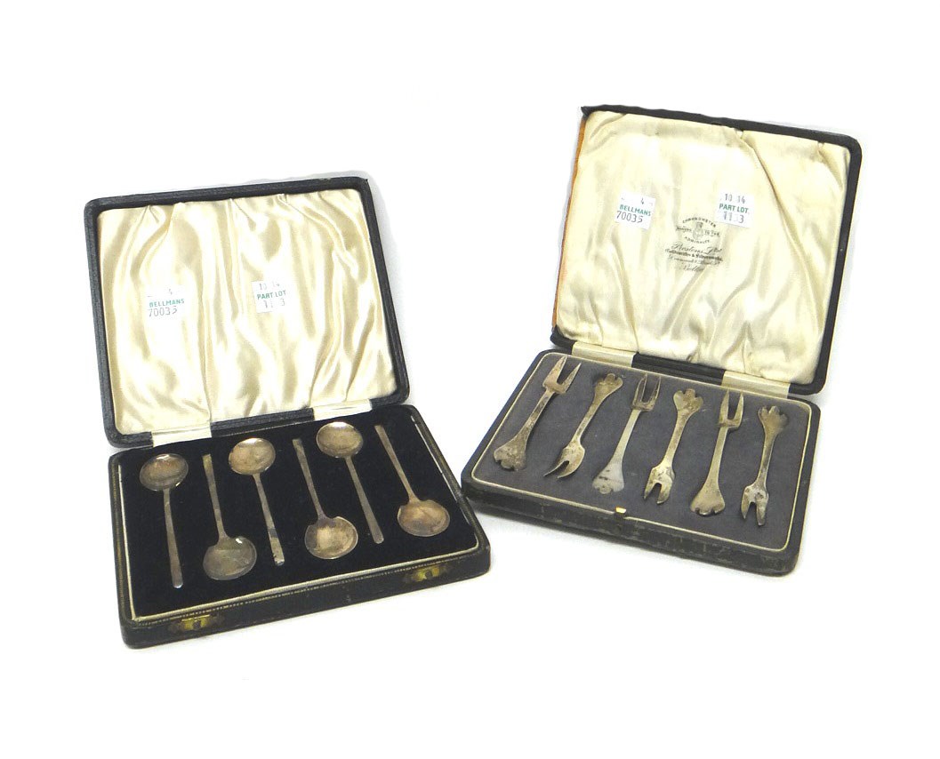 Appraisal: A set of six silver trefid end sweetmeat forks Sheffield