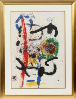 Appraisal: JOAN MIRO COLOR LITHOGRAPH MARSHALL MAYNARD FREDERICKS BRONZE SCULPTURE HARRIET