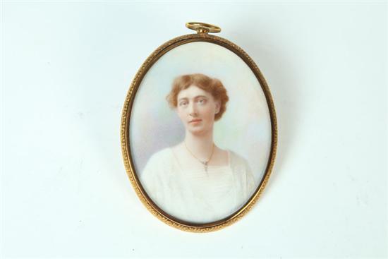 Appraisal: MINIATURE ON MILK GLASS PORTRAIT OF A LADY BY JOHN