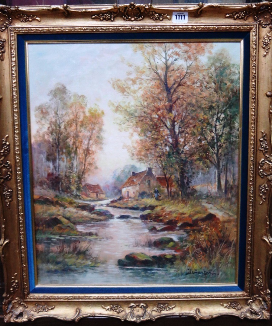 Appraisal: Eugene Demester b A country stream Sologne France oil on