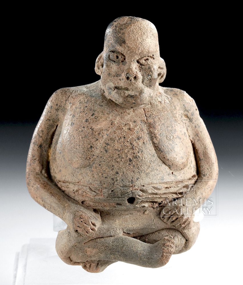 Appraisal: Olmec Pottery Seated Female - Elderly Matron Pre-Columbian Southern Mexico