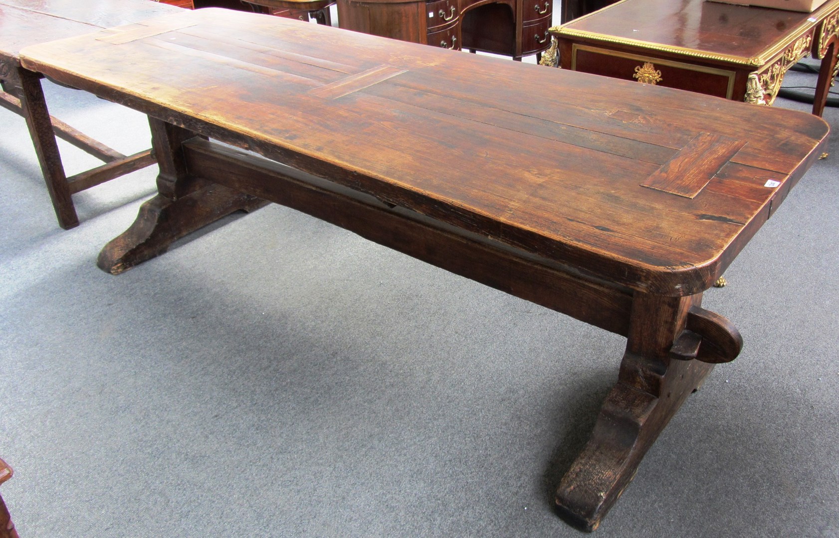 Appraisal: A th century and later oak plank top refectory table