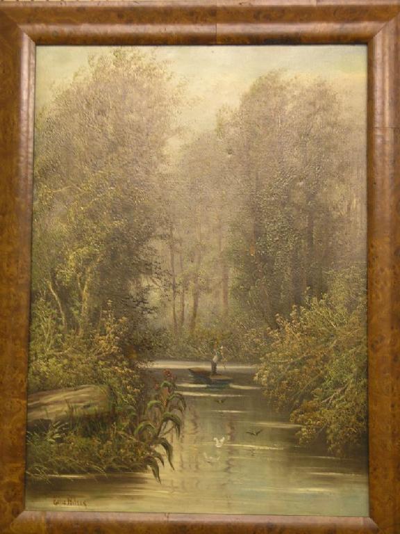 Appraisal: Ellis Wilson - oil on canvas wooded view a man