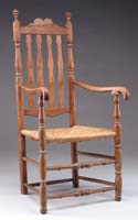 Appraisal: BANISTER BACK ARM CHAIR th Century Four turned banisters with