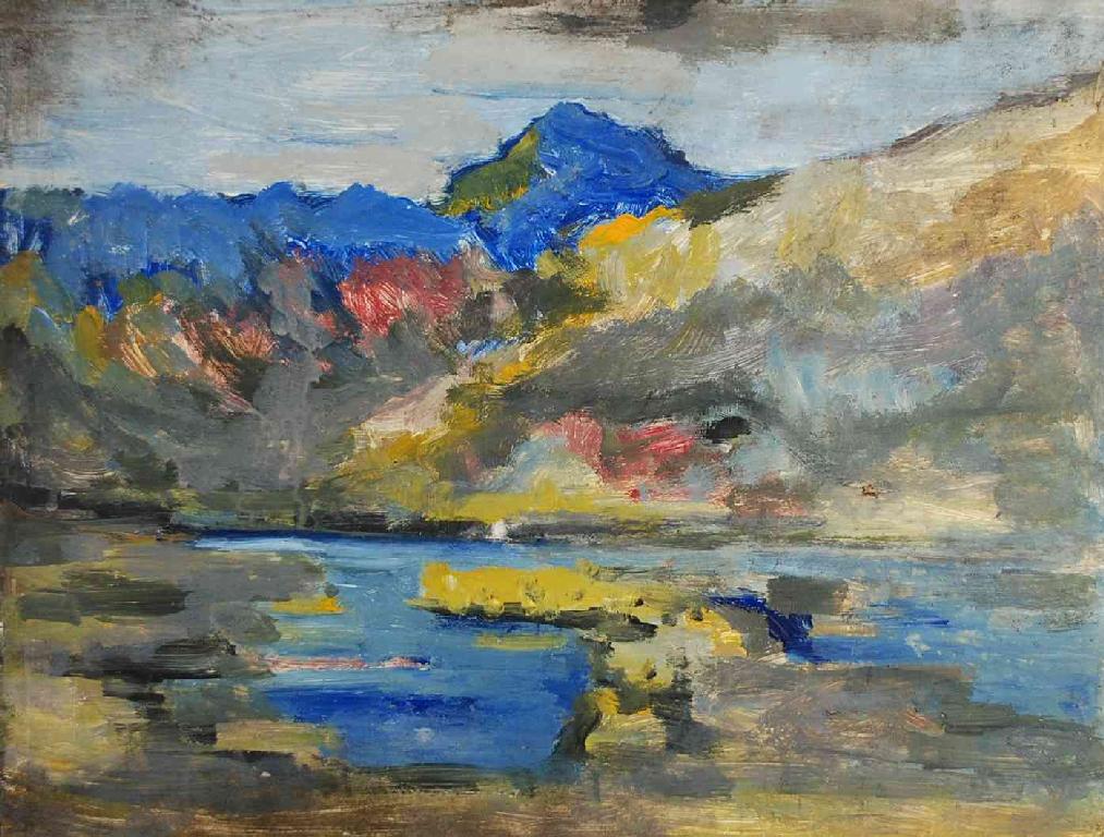 Appraisal: LAWRENCE ISHERWOOD - OIL ON BOARD Landscape x cm x