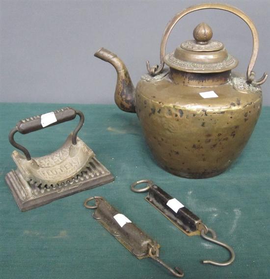 Appraisal: SINO-TIBETAN COPPER KETTLE Sold with With swelling shoulder and arched