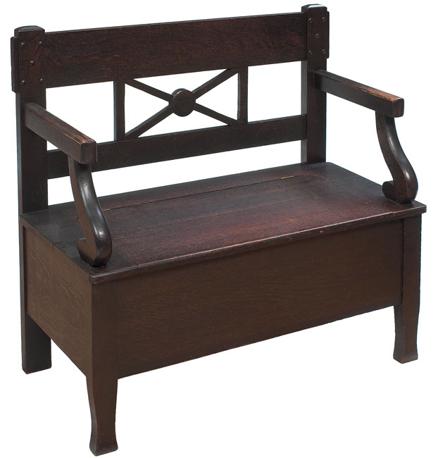 Appraisal: Arts amp Crafts hall seat manufactured by Miller Cabinet Company