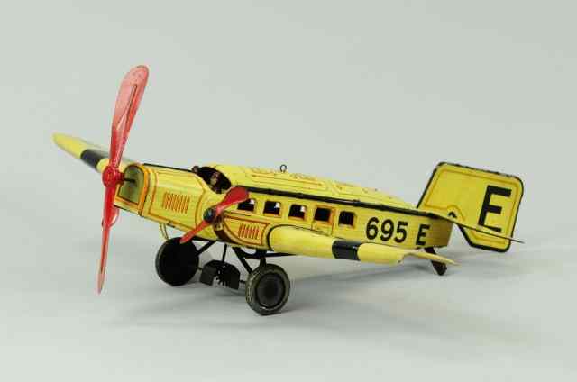 Appraisal: TRI-ENGINE AIRPLANE Germany Gunthermann c lithographed tin done in yellow