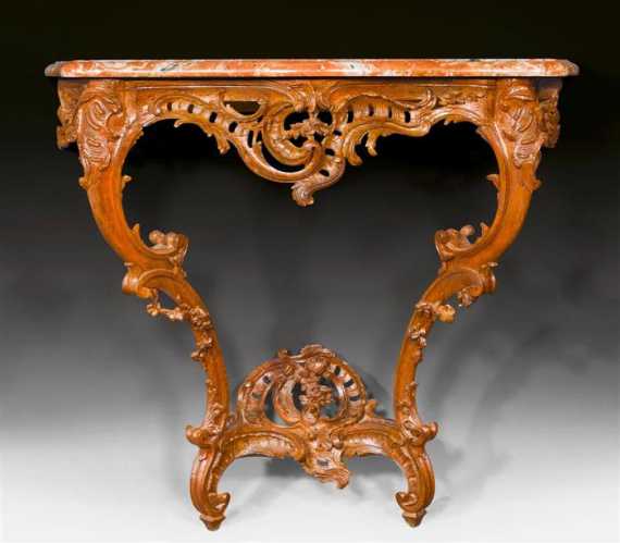 Appraisal: CONSOLE Louis XV France circa Pierced and finely carved oak