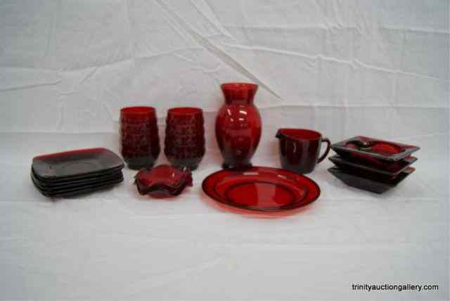 Appraisal: Vintage Royal Ruby Glass Collectible ItemsProduced by Anchor Hocking Glass