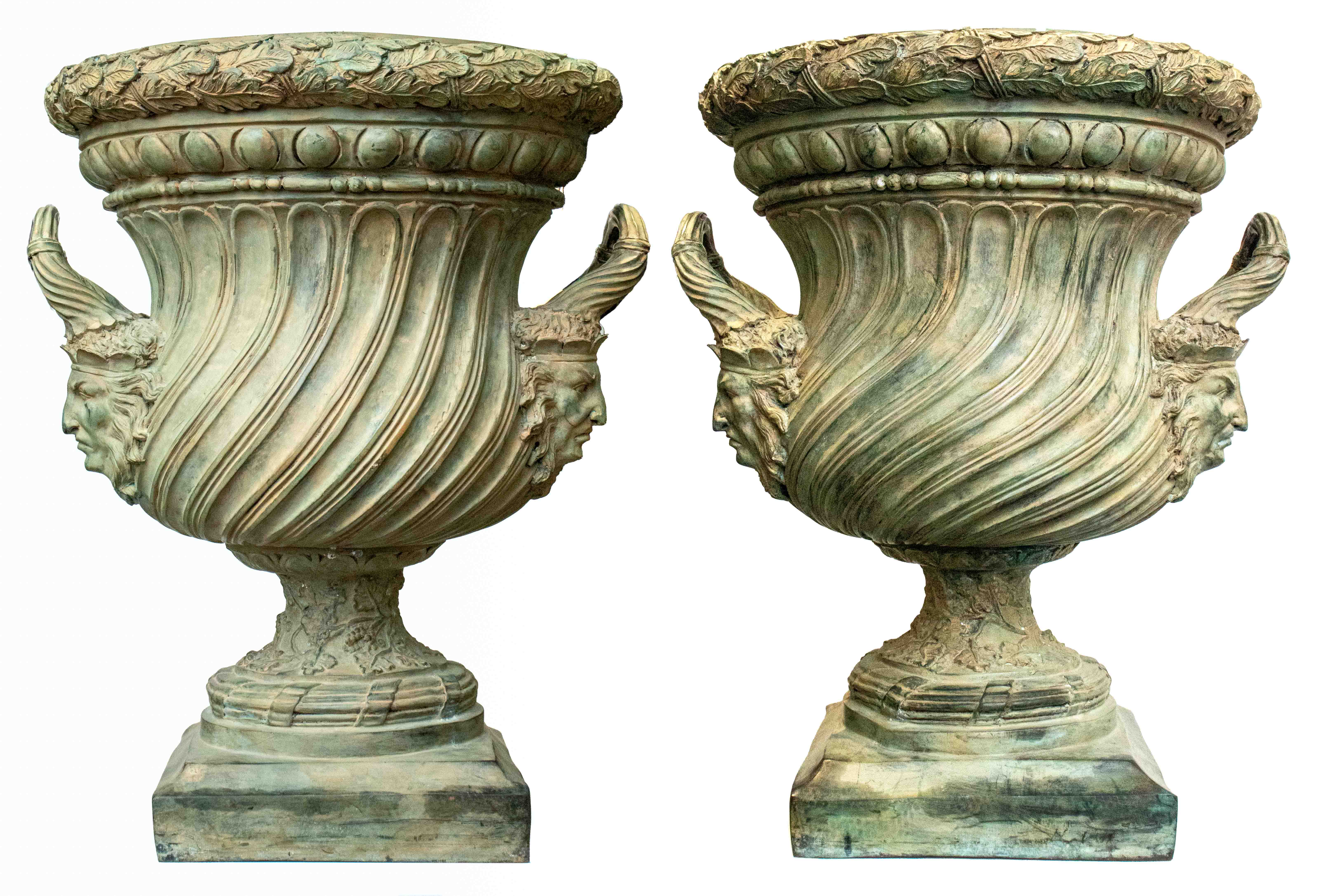 Appraisal: GRAND TOUR CAST IRON GARDEN URNS PR Grand Tour pair