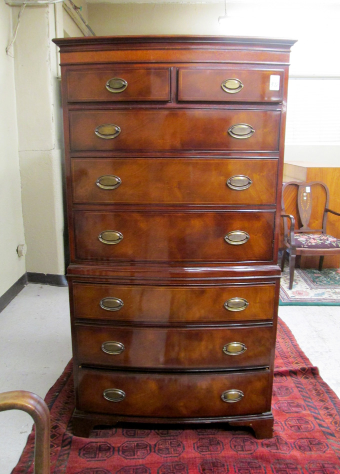 Appraisal: FEDERAL STYLE MAHOGANY CHEST ON CHEST Henredon Furniture Co American