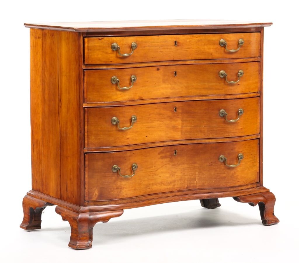 Appraisal: AMERICAN CHIPPENDALE SERPENTINE CHEST Third quarter th century maple with