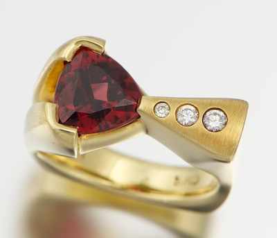 Appraisal: A Ladies' k Gold Garnet and Diamond Ring k yellow