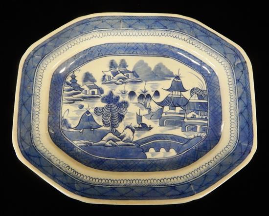 Appraisal: ASIAN th C Chinese Export Cantonware eight-sided blue and white