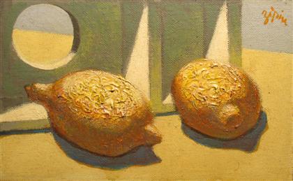 Appraisal: two paintings MARTIN JACK ZIPIN american - TWO LEMONS Signed