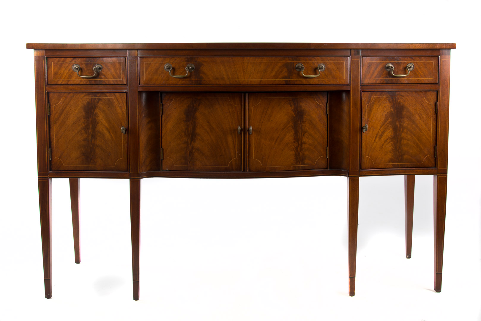 Appraisal: Federal style inlaid mahogany sideboard second quarter- th century shaped