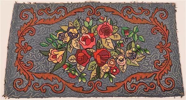 Appraisal: Vintage Amish Floral Pattern Hooked Rug Vintage Amish Floral Pattern