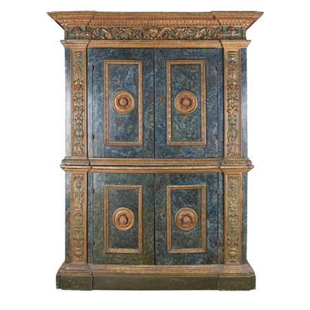 Appraisal: Italian Renaissance Style Painted and Parcel Gilt Cupboard Estimate -