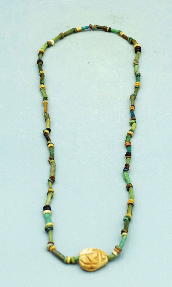 Appraisal: Egyptian Faience Bead Necklace ca - BC A lovely Egyptian