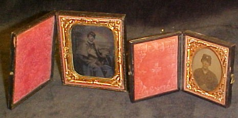 Appraisal: An oval framed tintype of a military man ss ''