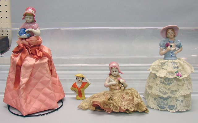 Appraisal: Lot of half dolls China dolls with molded hats Are