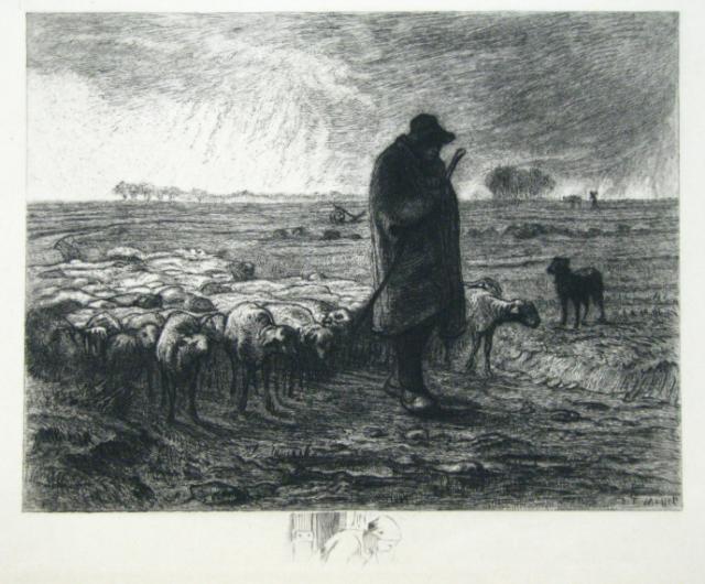 Appraisal: After Jean Francois Millet France - x Etching on rice