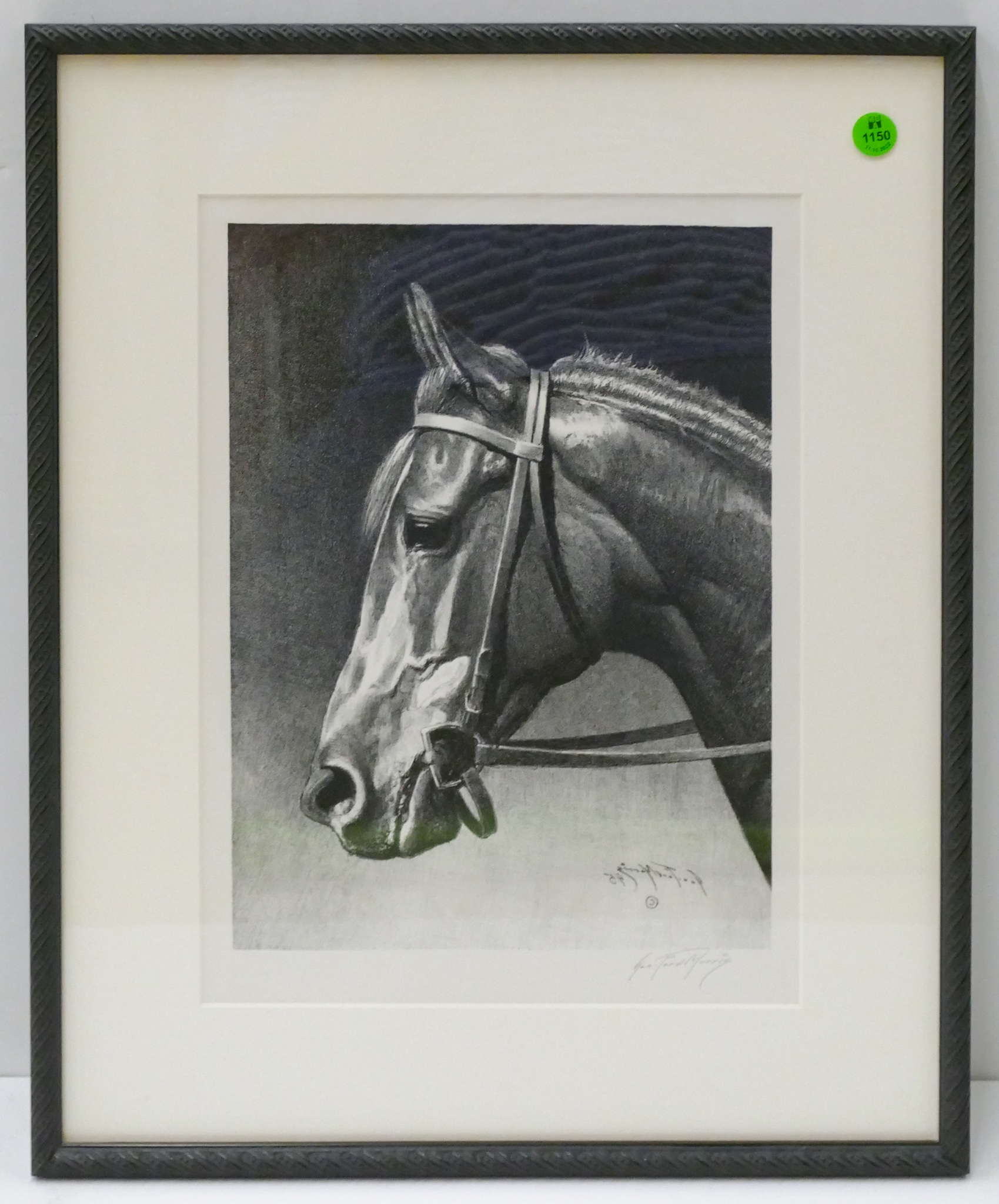 Appraisal: George Ford Morris ''Horse Portrait'' Signed Lithograph - Plasteel Framing