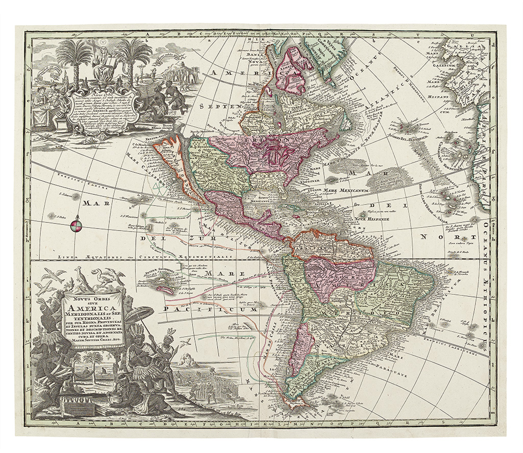 Appraisal: SEUTTER MATTHAEUS Novus Orbis sive America Meridionalis et Septentrionalis Double-page