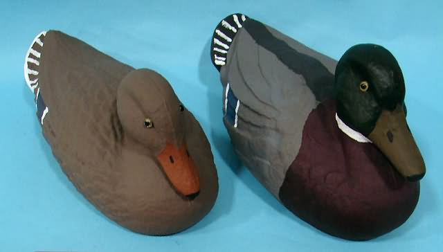 Appraisal: Pair of fiber Carry-Lite Mallard decoys stamped Carry-Lite Milwaukee