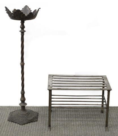 Appraisal: lot of including English polished steel fireplace footman stool with