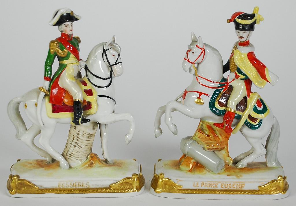 Appraisal: PAIR OF ITALIAN PORCELAIN EQUESTRIAN FIGURES IN UNIFORM 'Le Prince