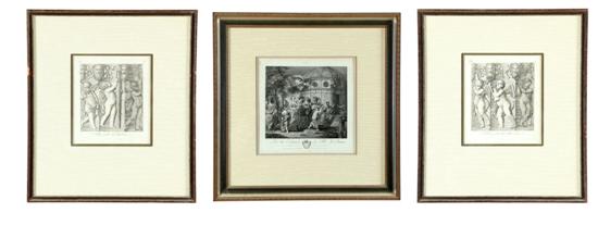 Appraisal: THREE ENGRAVINGS France early th century Pair featuring cherubs from