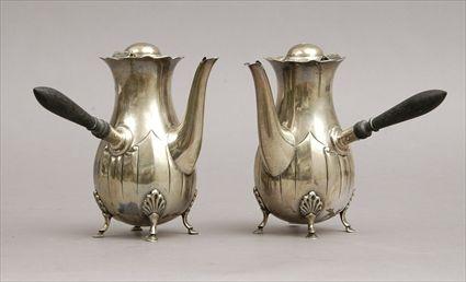 Appraisal: Pair of Edward VII Silver Chocolate Pots London - maker's