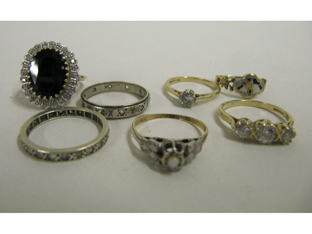 Appraisal: Lot comprising two eternity rings ct gold sapphire and diamond