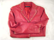 Appraisal: A Betty Jackson red leather jacket trimmed with white leather