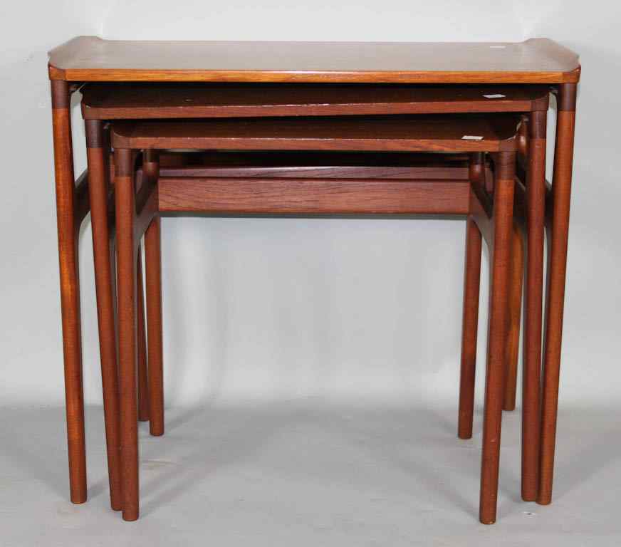 Appraisal: SET OF MODERN TEAKWOOD NESTING TABLES tallest is in x