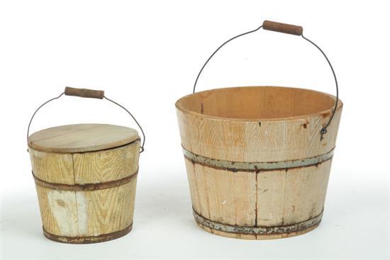 Appraisal: TWO BUCKETS American late th century Stave constructed buckets with