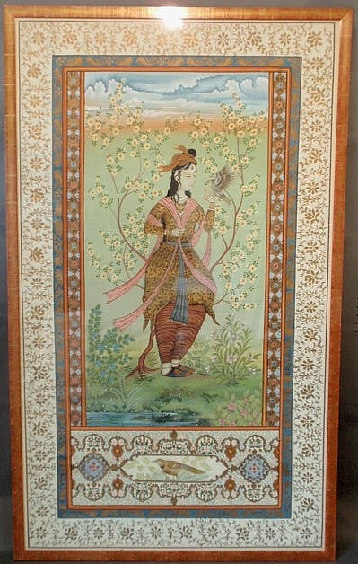 Appraisal: Asian watercolor painting on cloth of a robed and bejeweled