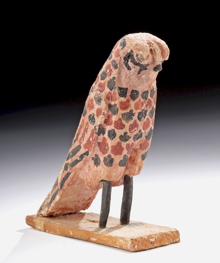 Appraisal: Egyptian Wood w Painted Gesso Horus Falcon Egypt Late Dynastic