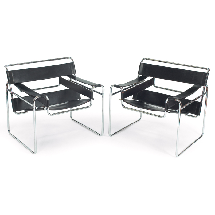 Appraisal: Marcel Breuer ''Wassily'' chairs pair by Knoll International made in