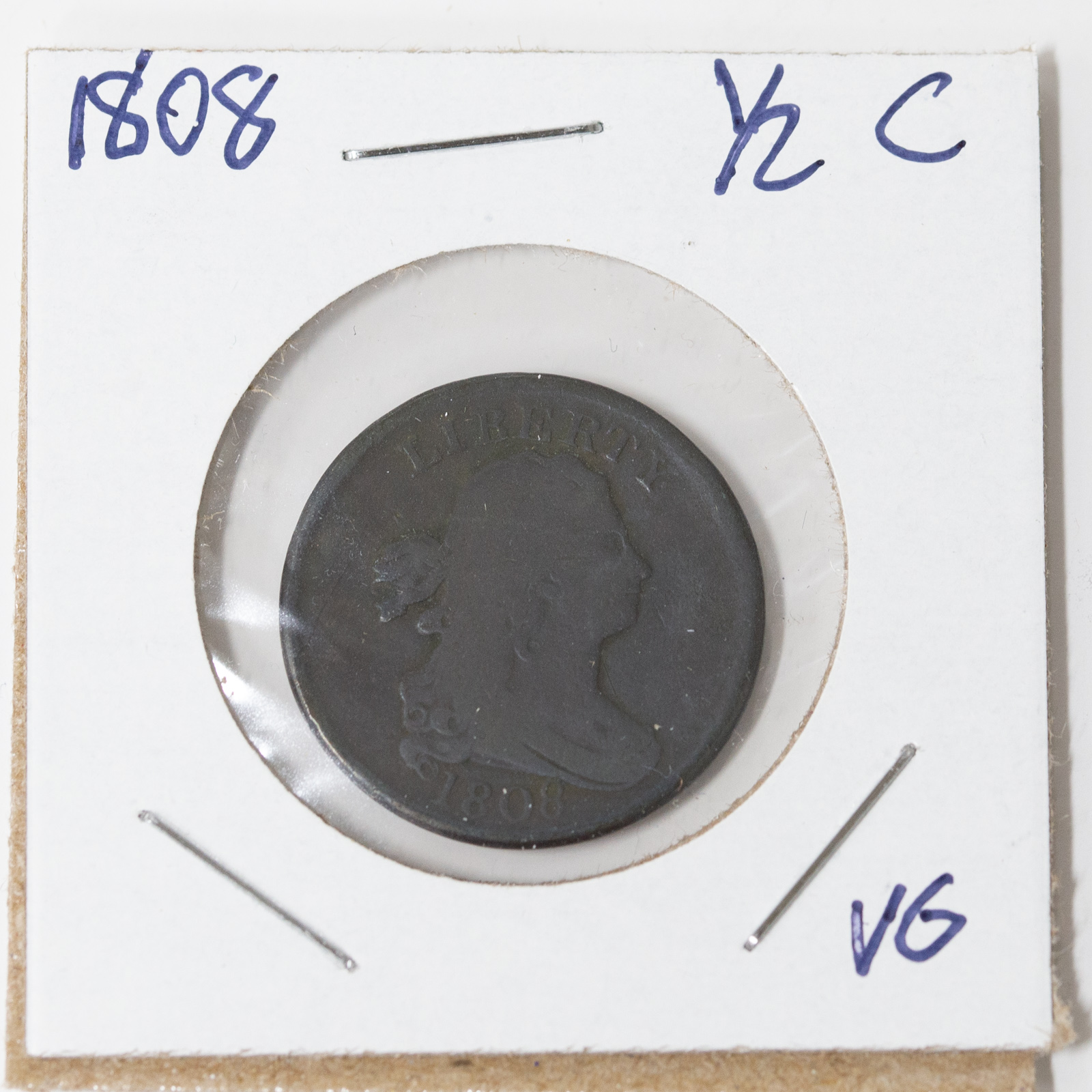 Appraisal: DRAPED BUST HALF CENT VG Solid type coin with no