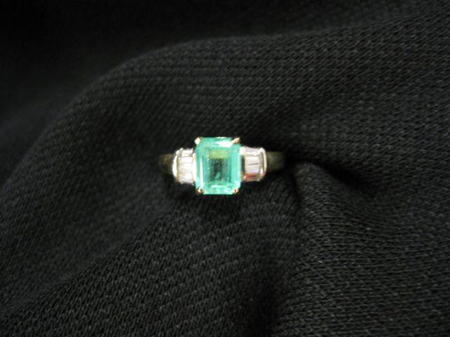 Appraisal: Emerald Diamond Ring carat emerald cut gem with baguette diamonds