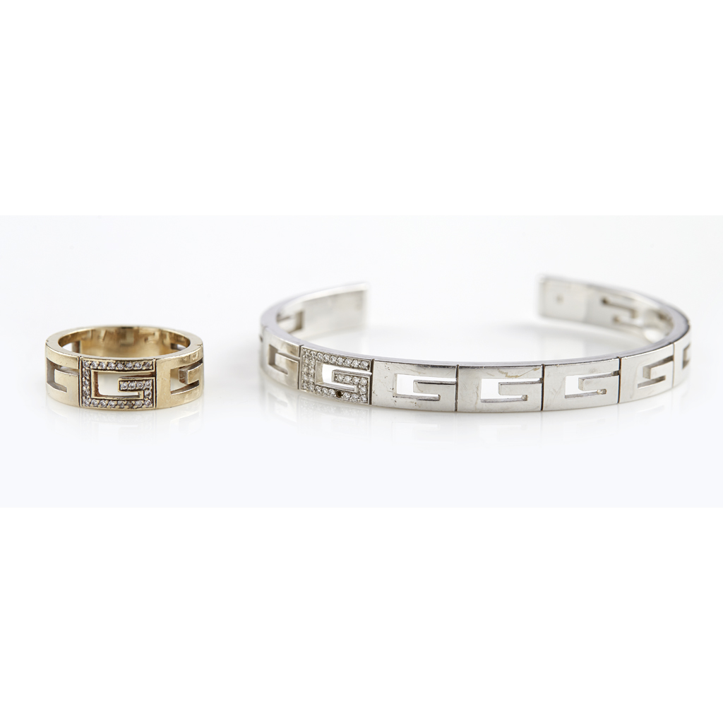 Appraisal: GUCCI - A diamond set bangle and ring the bangle