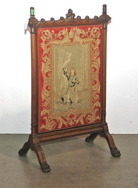 Appraisal: A Victorian needlepoint and rosewood fire screen height in width