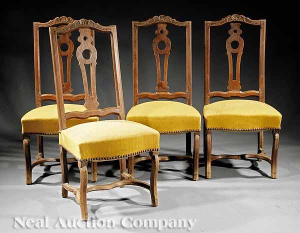 Appraisal: A Set of Four Louis XVI Carved Fruitwood Side Chairs